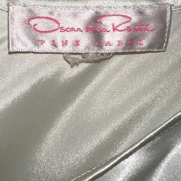 Oscar de la Renta Vintage Pink Label Ivory Satin Logo Sleep Tank Top - Picture 2 of 13